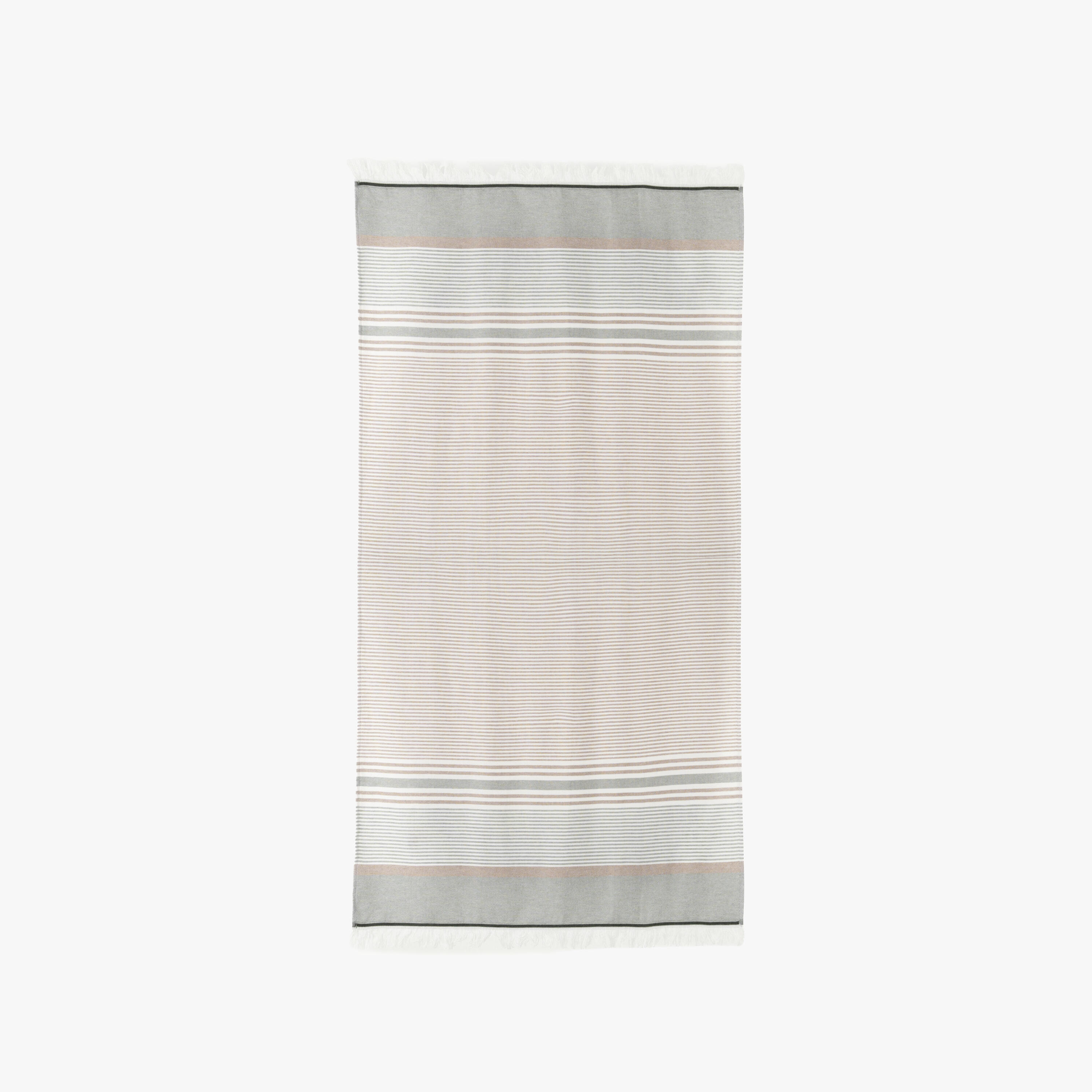Toalha Fouta 86x170 Algodão BCI - Riscas Castanha 3/9