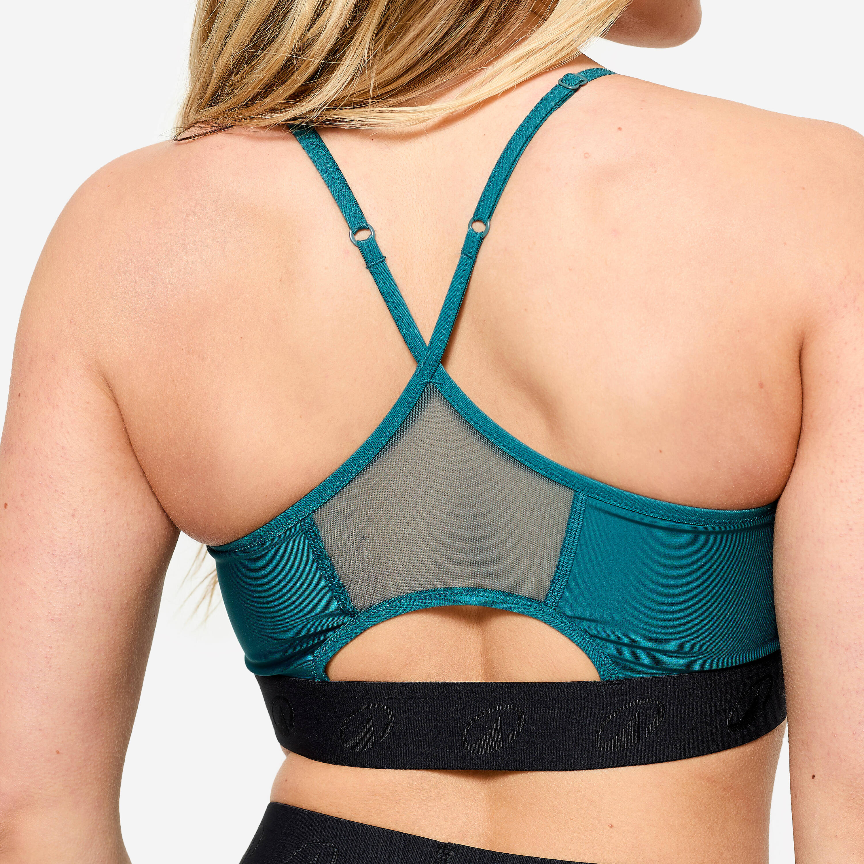 Women's Light Support Sports Bra with Thin Crossover Straps - Dark Green -  3