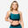 Top de Fitness de Alças Finas Cruzadas Suporte Ligeiro Mulher Verde-escuro