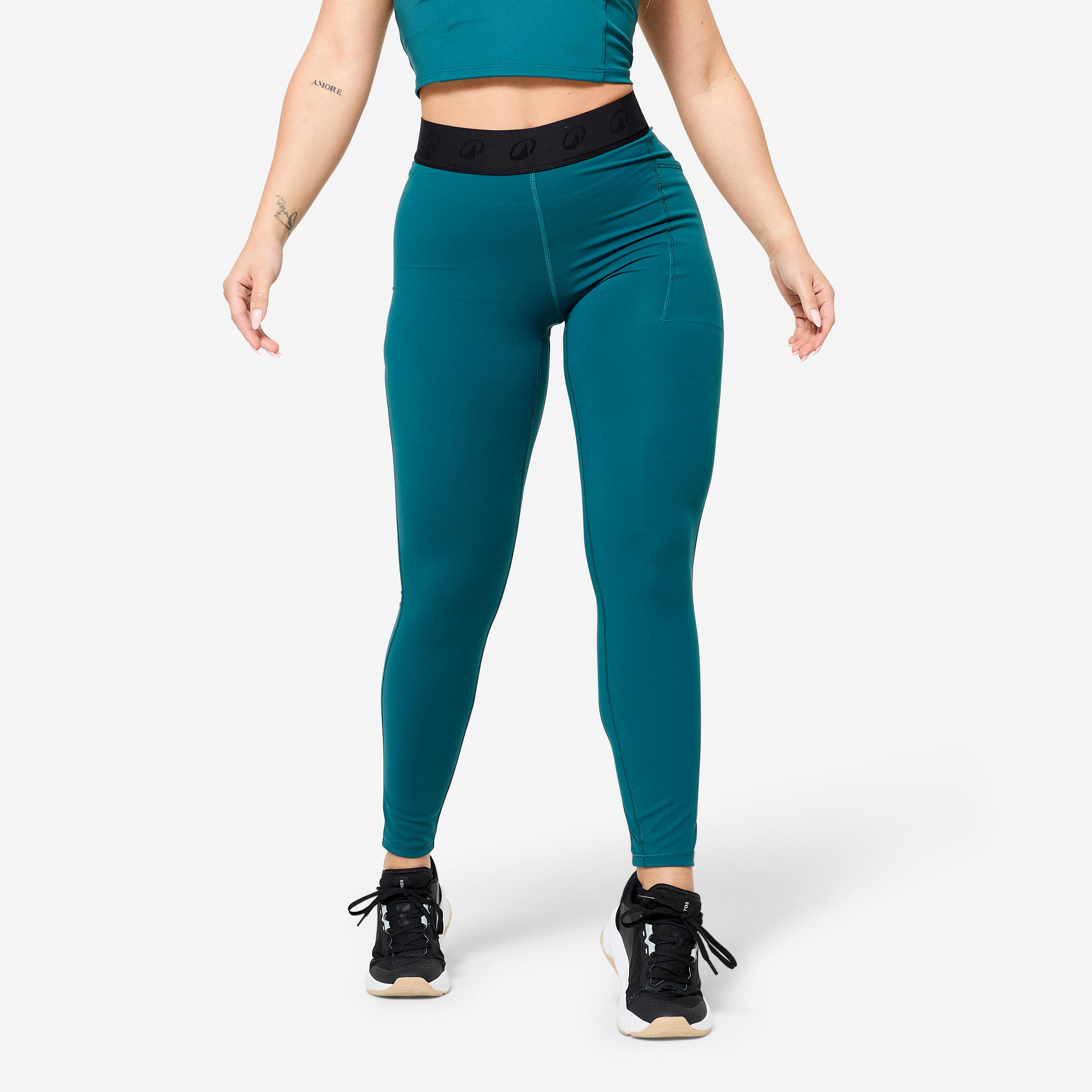 Colanți de fitness cu talie elastică Verde Damă