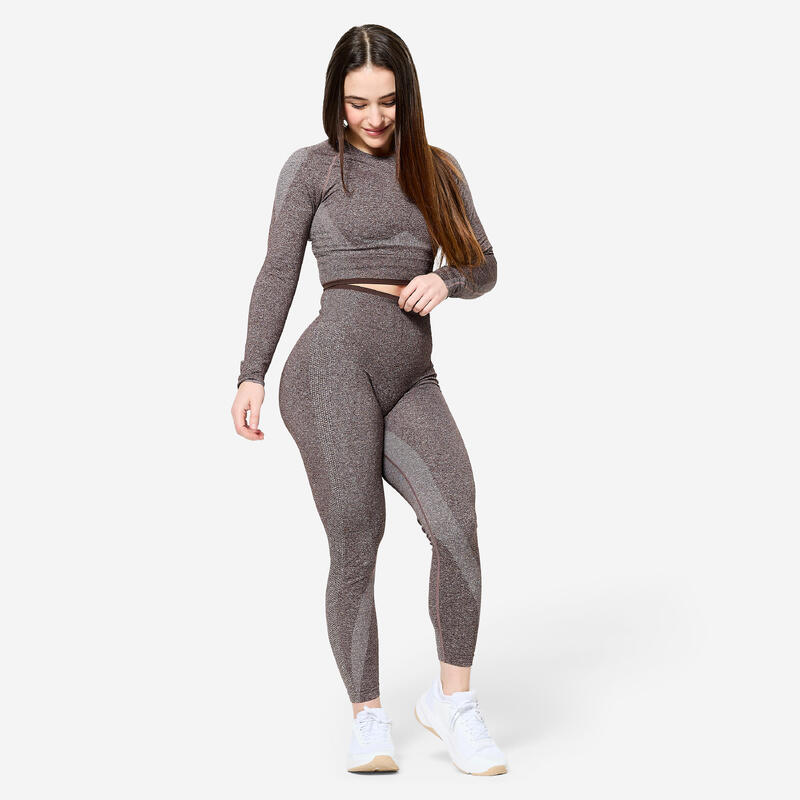 Dámský fitness crop top s dlouhým rukávem