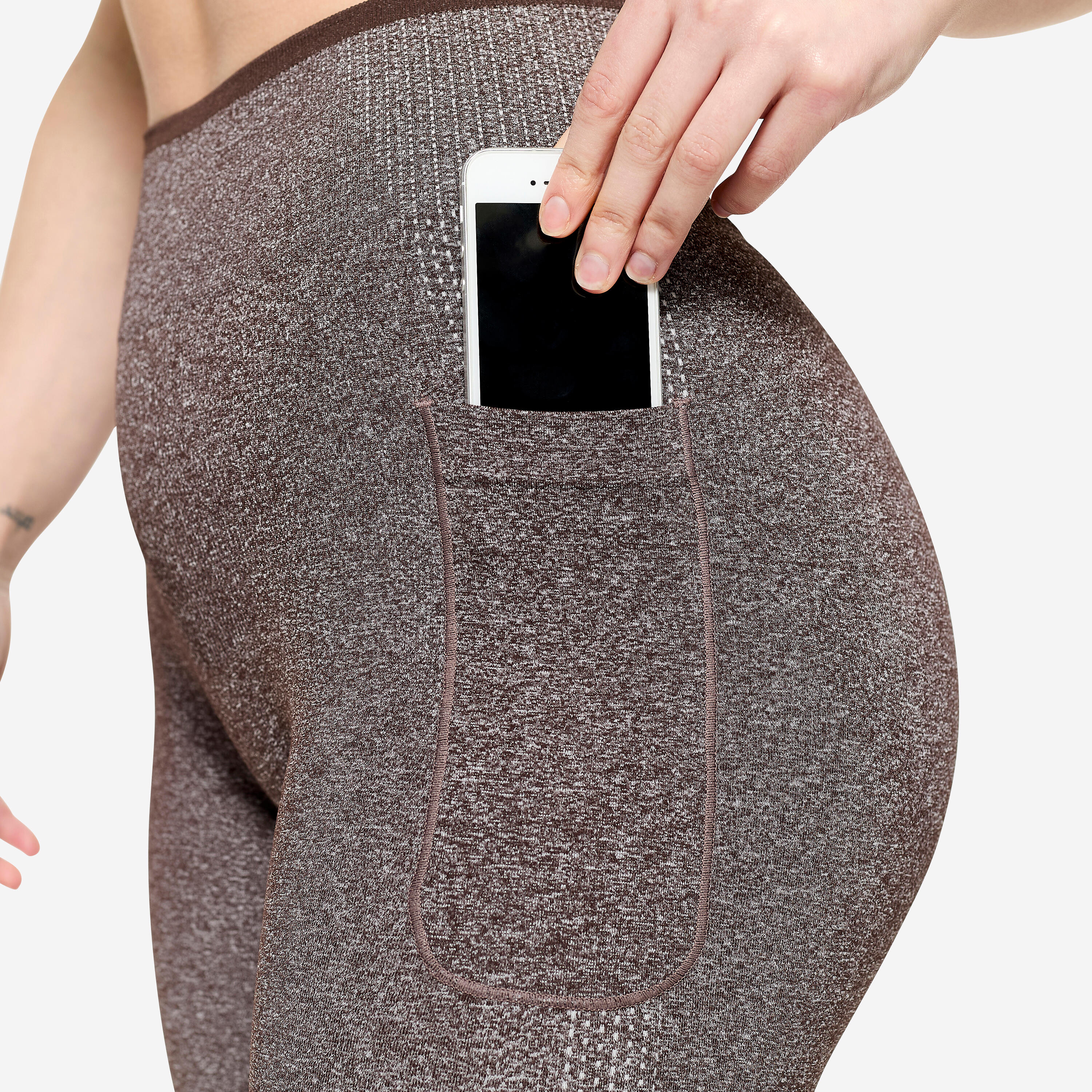 Legging seamless de musculation femme, marron 5/14