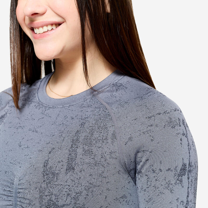 Bluză Fitness Crop top Gri Damă