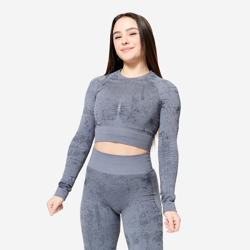 Bluză Fitness Crop top Gri Damă