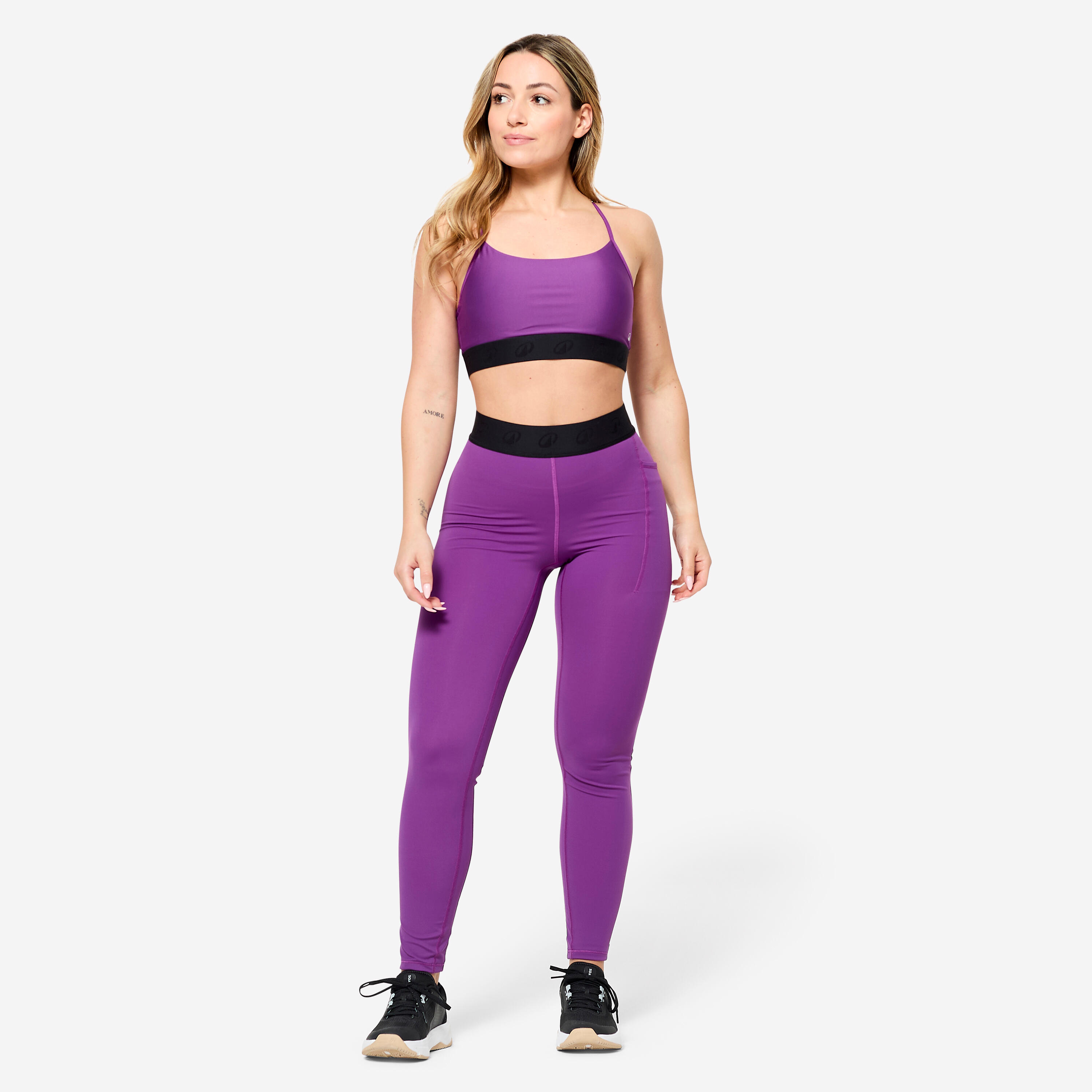 Brassière bretelles fines croisées maintien léger Femme, violet 2/6