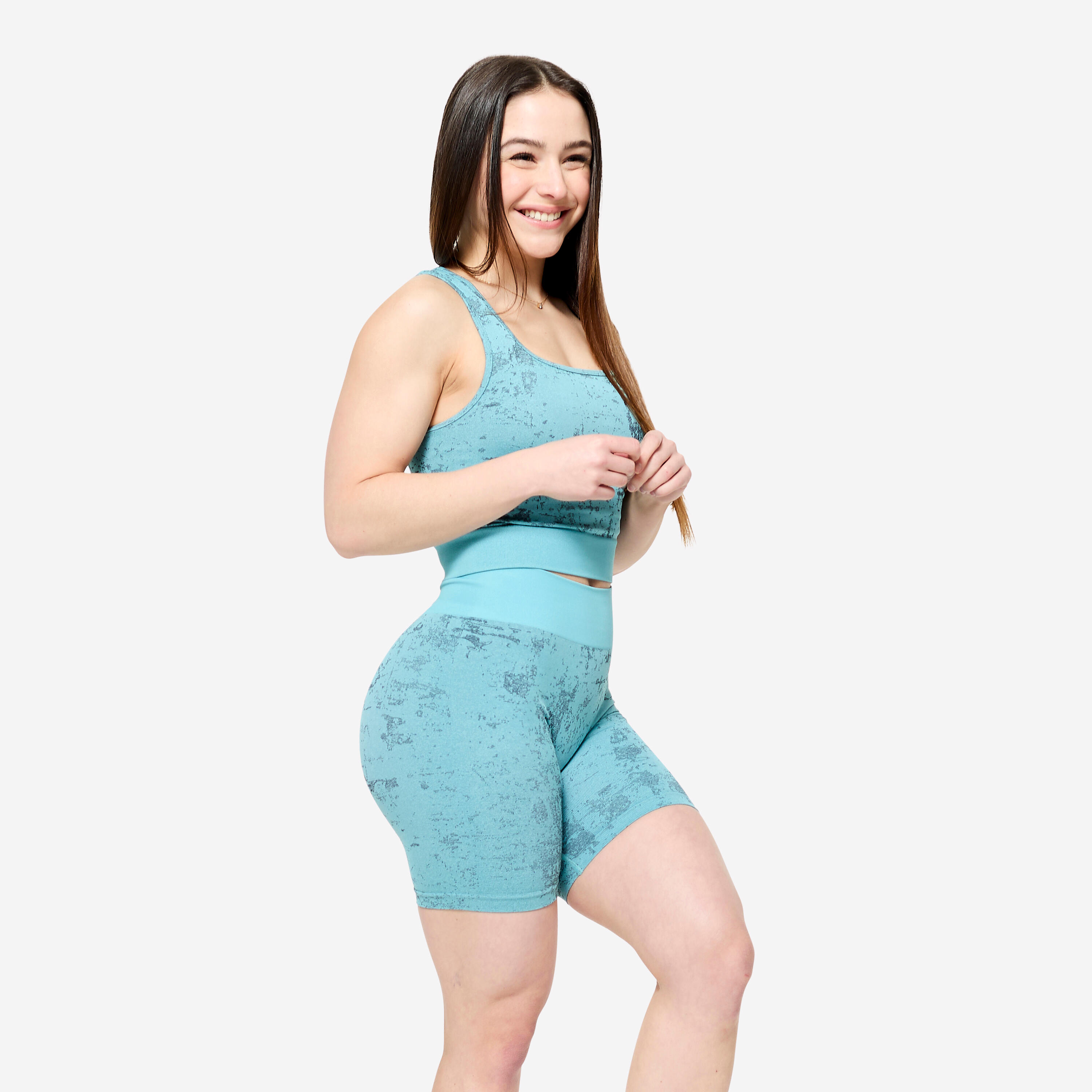 Short de fitness motif camo, bleu 2/6