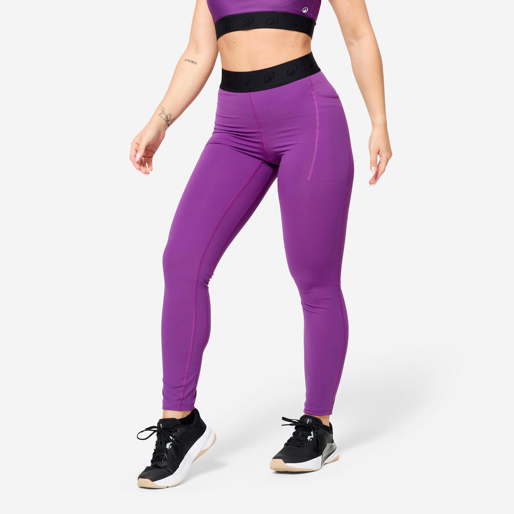 Women's Fitness Elasticated Waistband Leggings - Purple