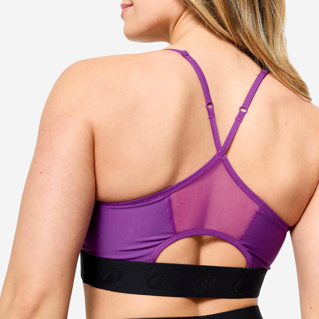 Women's Light Support Sports Bra with Thin Crossover Straps - Purple