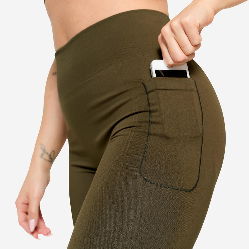 Colanți seamless efect push-up cu talie înaltă Verde Kaki Damă