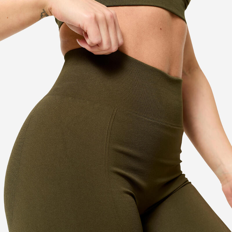 Colanți seamless efect push-up cu talie înaltă Verde Kaki Damă