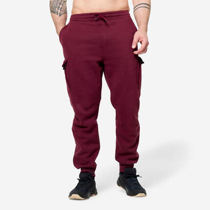 Pantalon jogging fitness homme, violet bordeaux