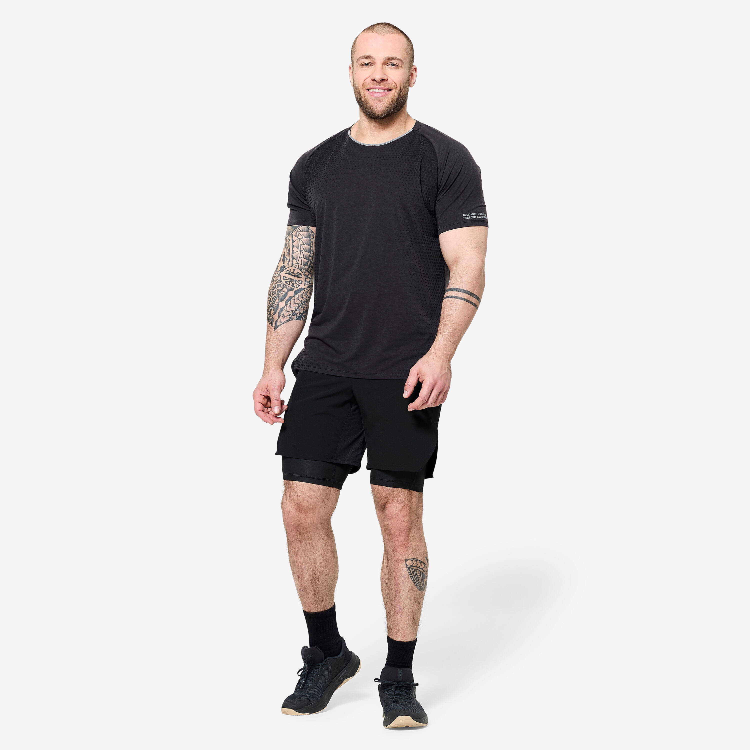 Breathable & Light Cross Training Shorts Celliant - Black/Grey -  2