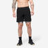 Men's Fitness Breathable 2-in-1 Shorts with Zipped Pocket - Black