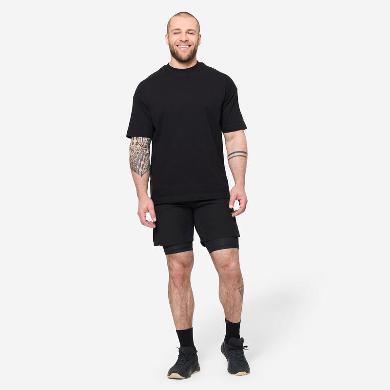 Tricou croială largă Fitness Negru Bărbați