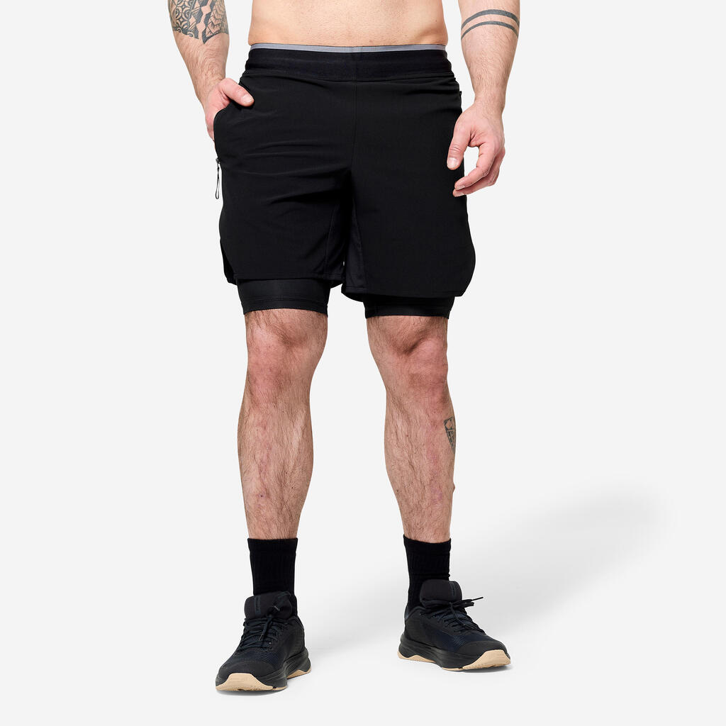 Short de cross training respirant et léger, Celliant noir et gris