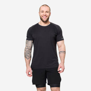 Men's Cross Training Breathable Short-Sleeved Performance T-Shirt - Black / Grey