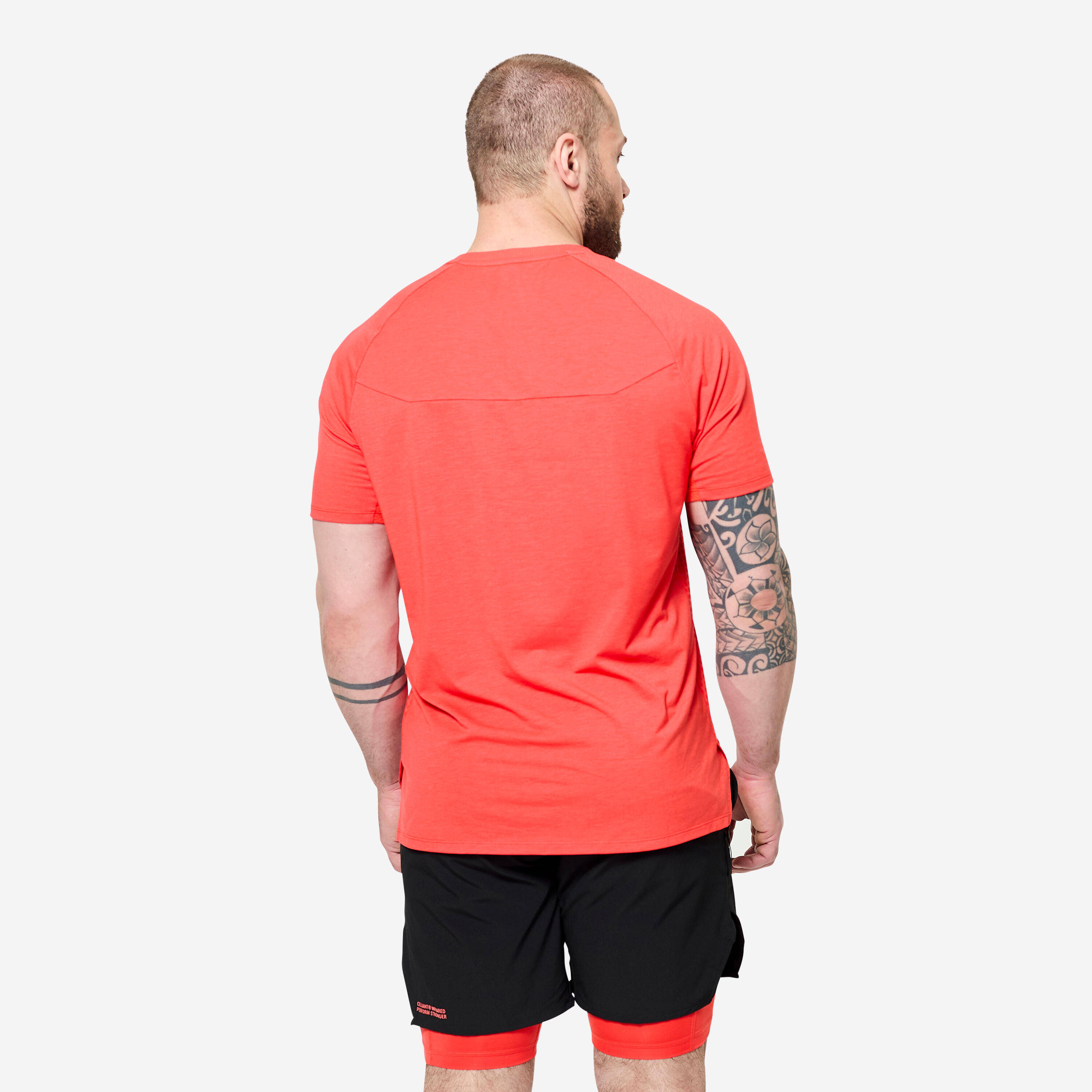 Men's Short-Sleeved Cross Training Performance T-Shirt - Orange/Black -  4