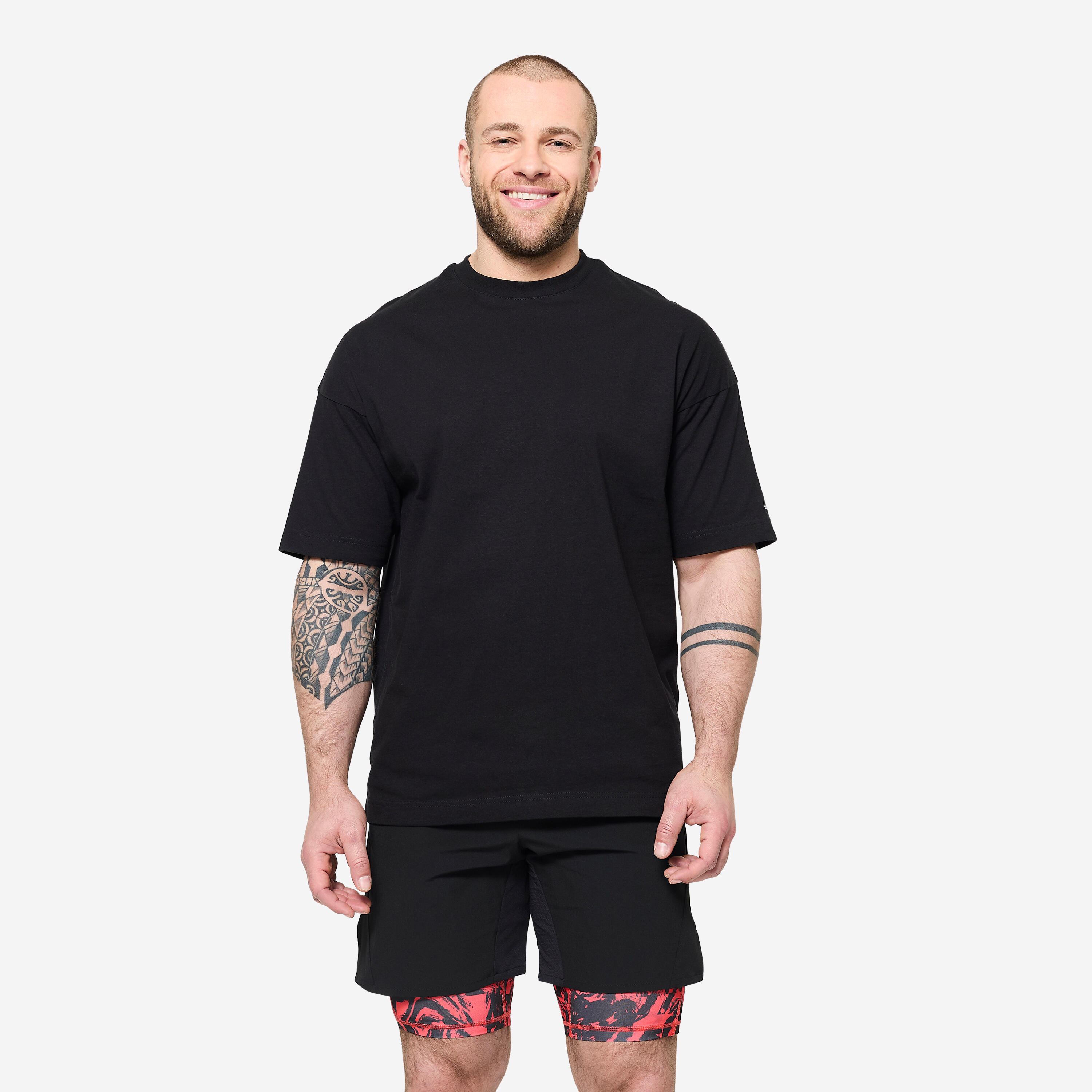 Tricou croială largă Fitness Negru Bărbați