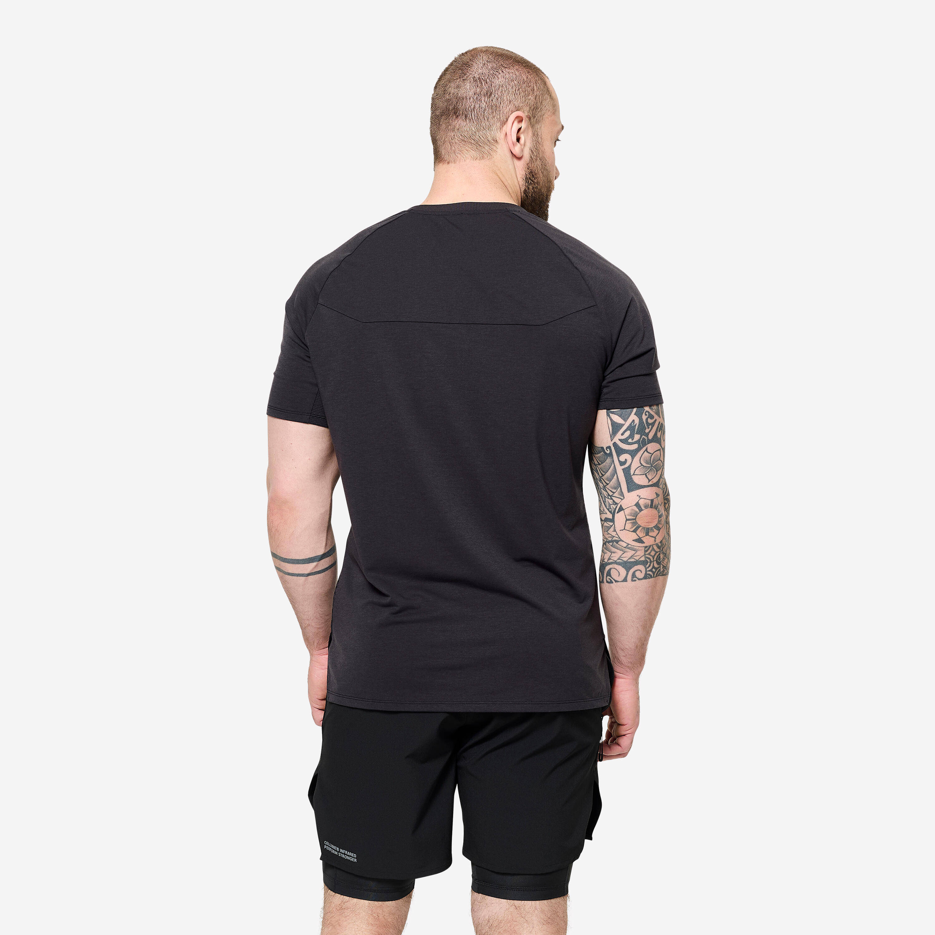 Men's Cross Training Breathable Short-Sleeved Performance T-Shirt - Black / Grey -  4