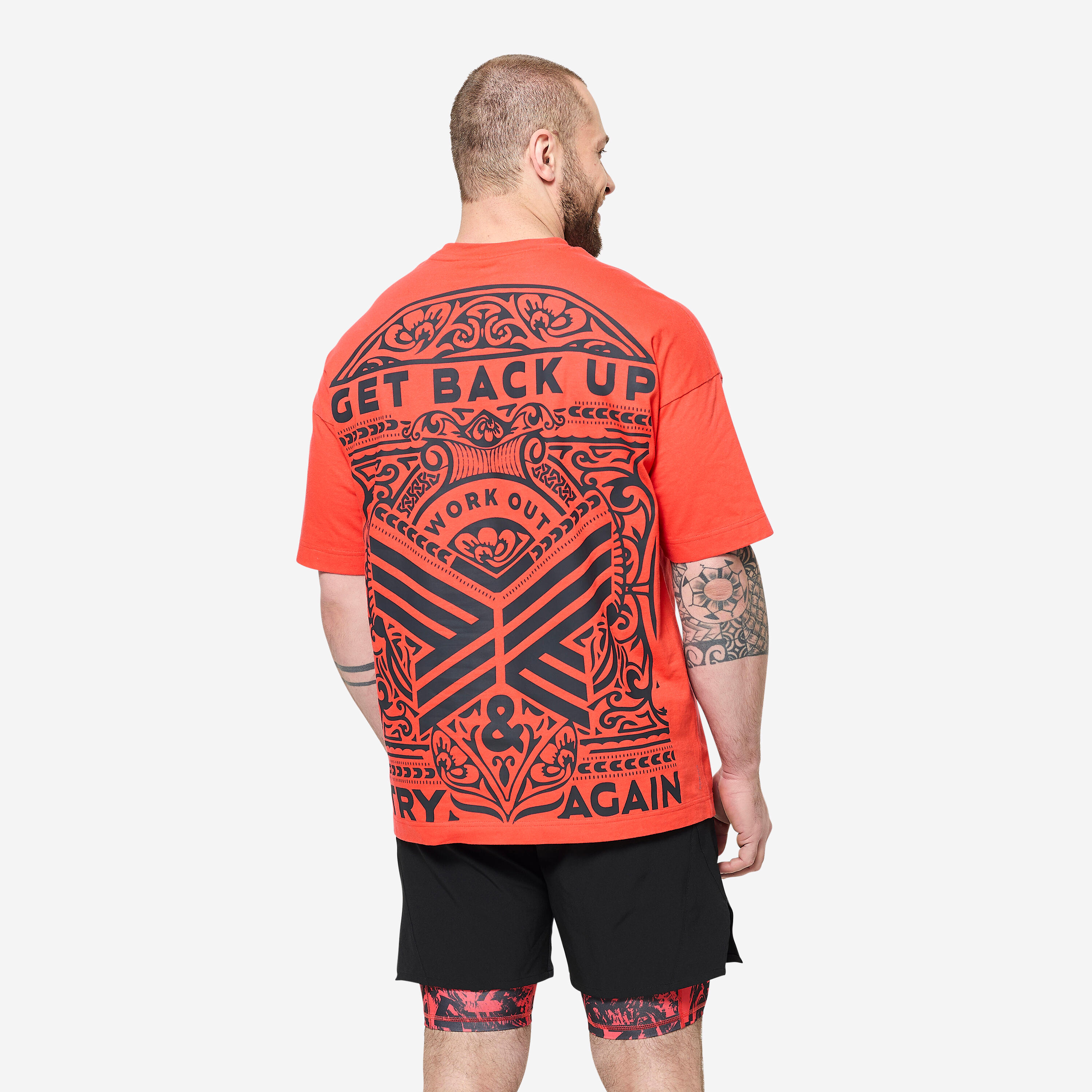 T-shirt de fitness coupe loose homme, orange 4/11