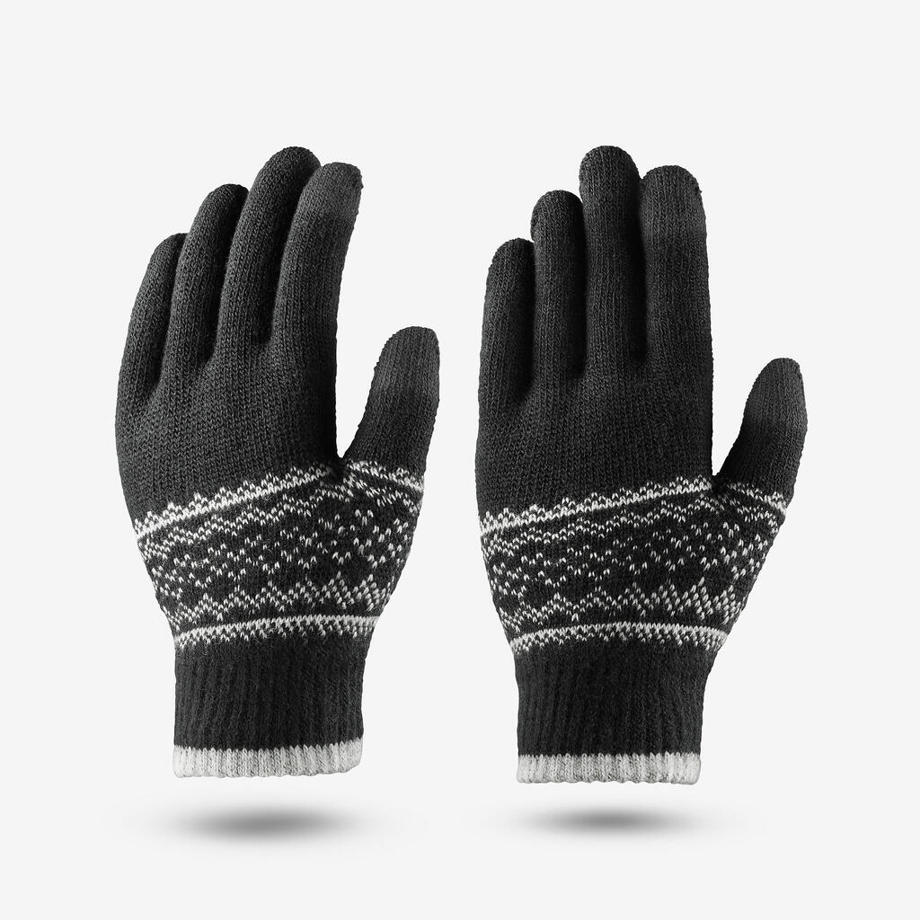 Gants en maille tactiles  enfant 4-14 ans, HIKE100 gris et blanc