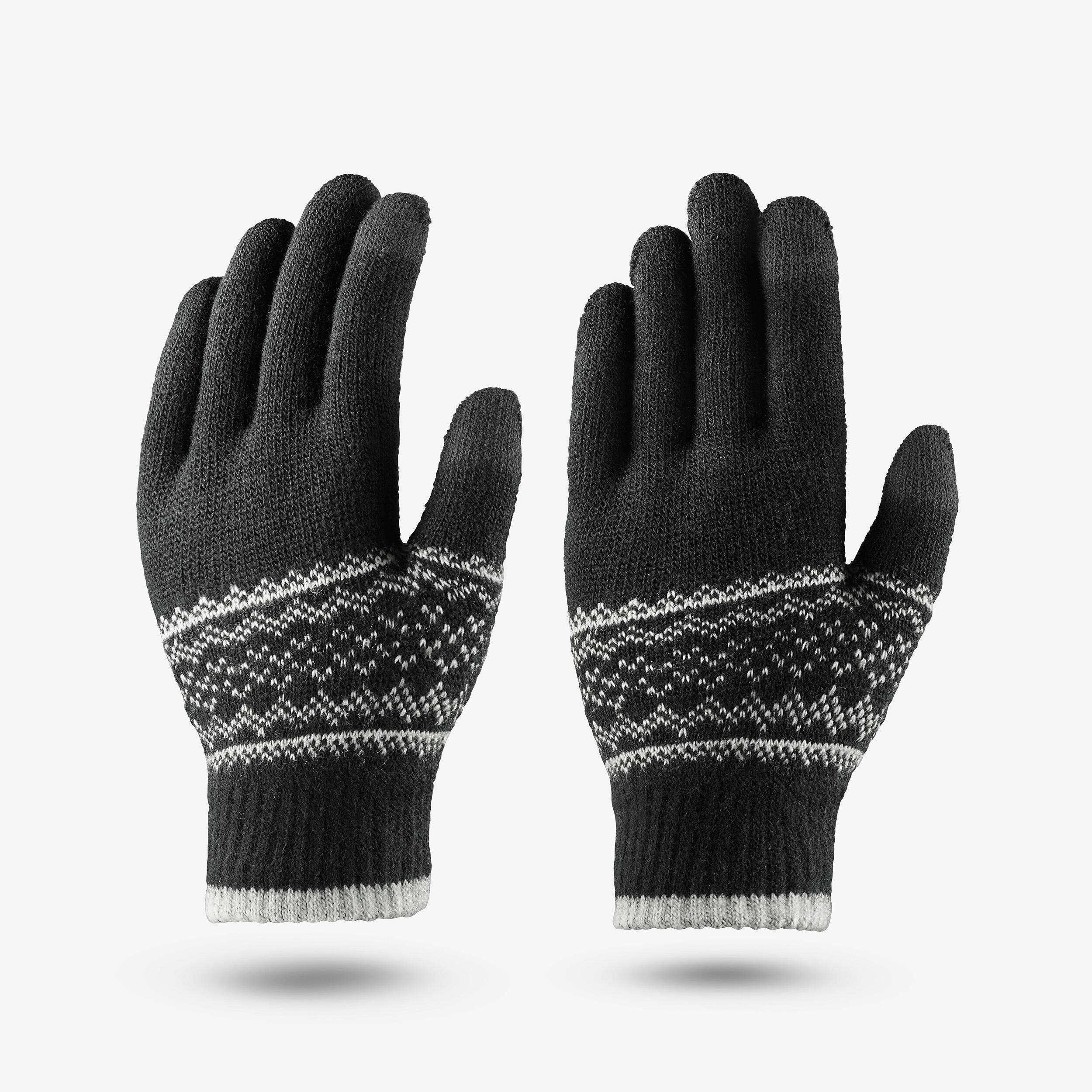 Kids’ mesh gloves 4-14 years, HIKE100 - Grey and White
