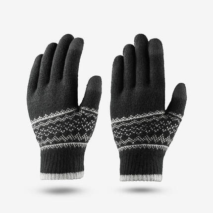 Gants en maille tactiles enfant 4-14 ans, HIKE100 gris et blanc