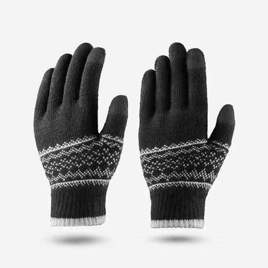 Gants en maille tactiles enfant 4-14 ans, HIKE100 gris et blanc