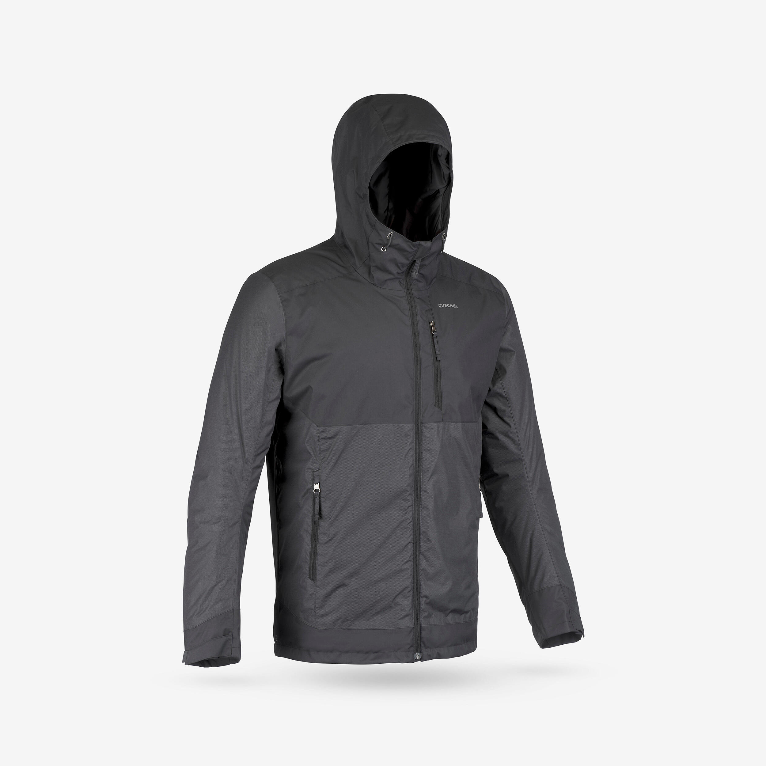 Chamarra de senderismo hasta -10 °C impermeable negra para hombre NH500 15/18
