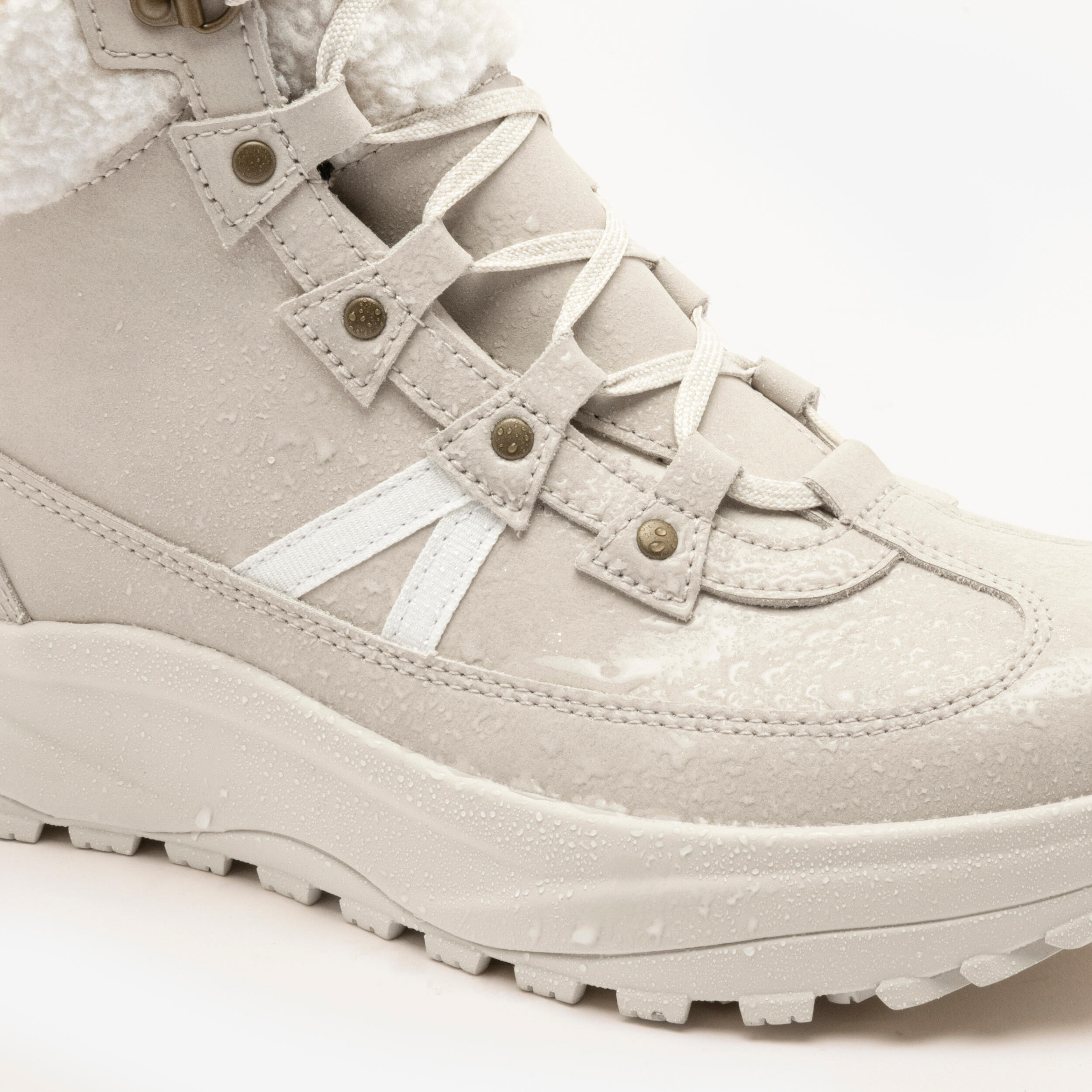 Bottes d’hiver imperméables en cuir femme, NH 500 Mid 3/13