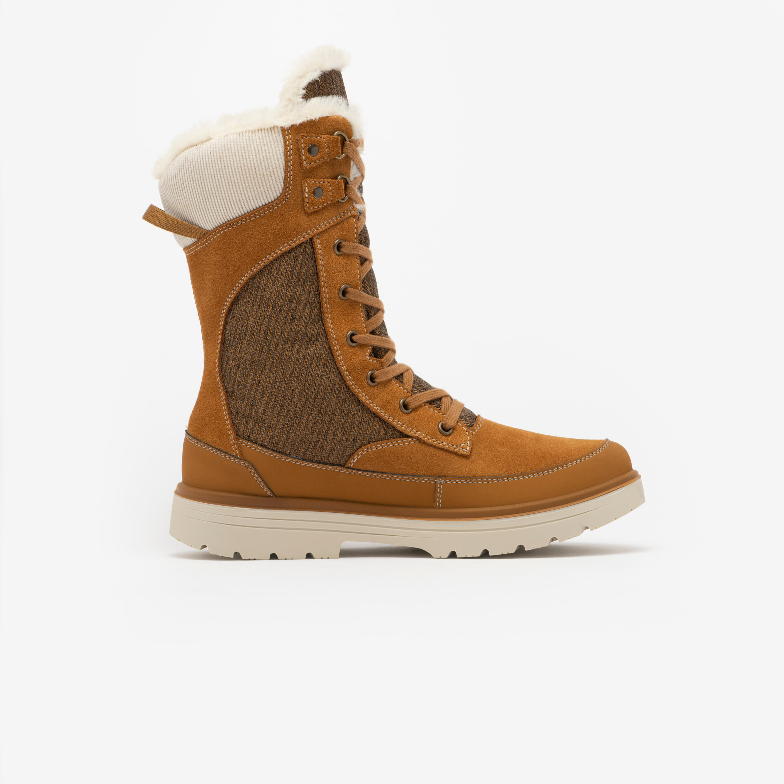 Bottes d’hiver imperméables en cuir femme, NH 900 - QUECHUA