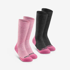 Calcetines de senderismo cálidos niños, SH100 Mid rosa