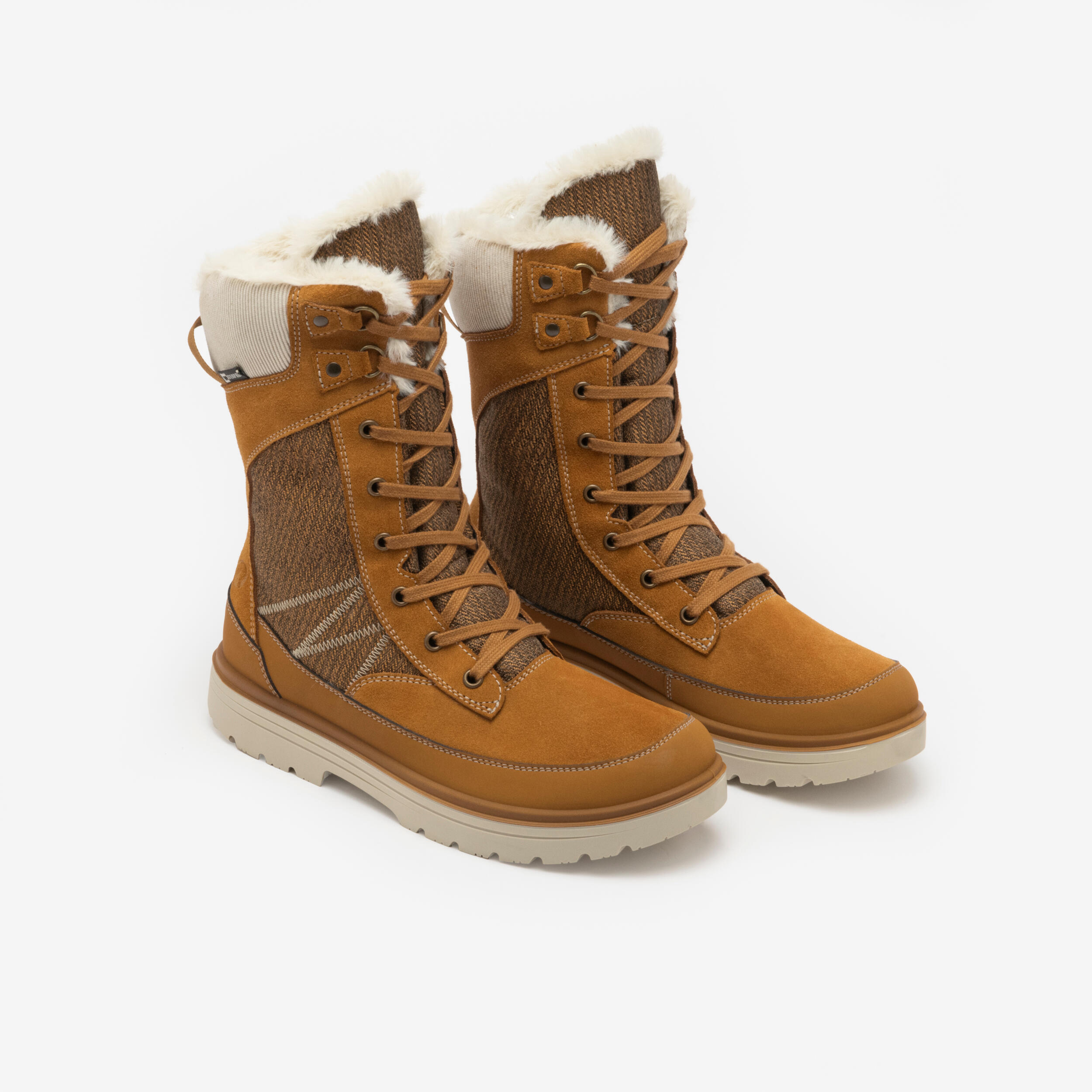 Bottes d’hiver imperméables en cuir femme, NH 900 - QUECHUA