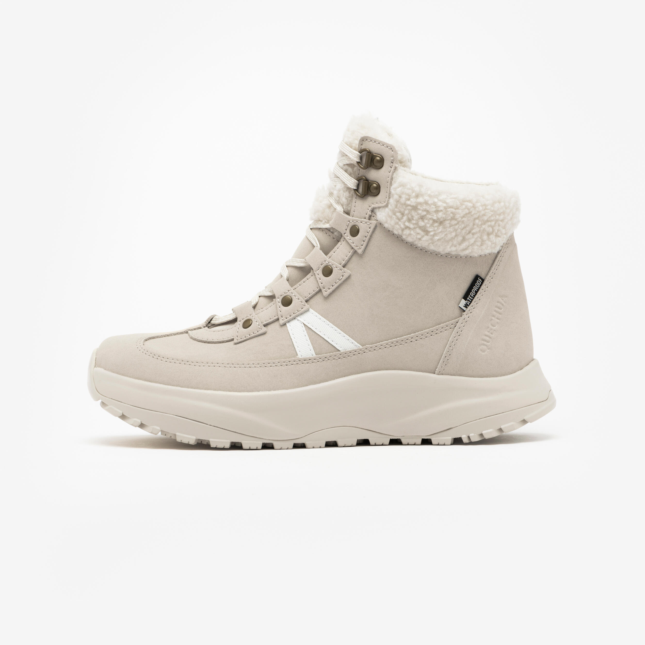 QUECHUA Winterschuhe Damen halbhoch Leder warm wasserdicht Winterwandern - NH500 beige