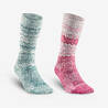 Warm hiking socks SH500 Mid - Green/Pink