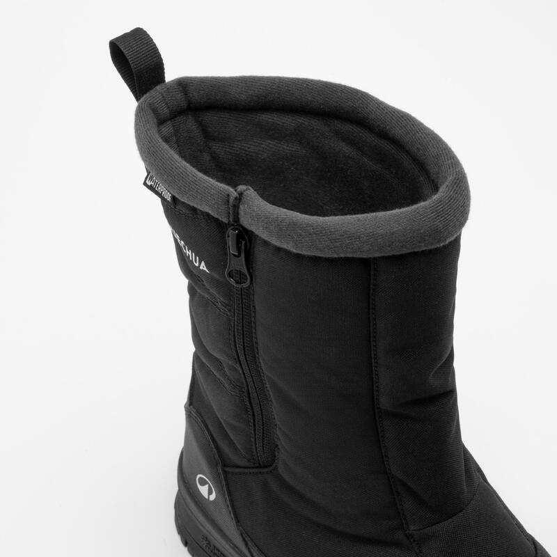 Bottes de randonnée neige imperméables homme, NH100 Haute Zip noir
