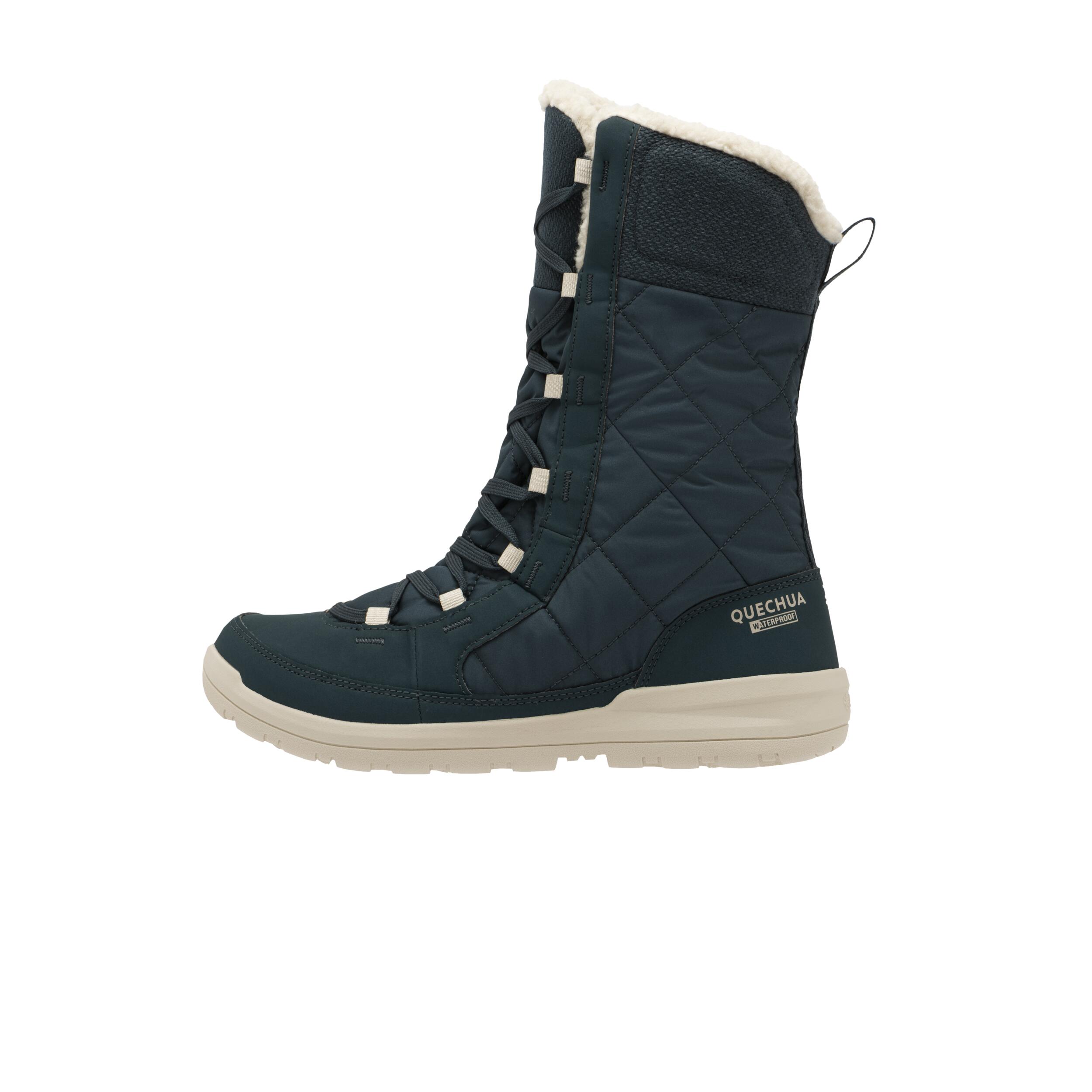 Botas de nieve altas, cálidas e impermeables verdes para mujer NH500 9/10