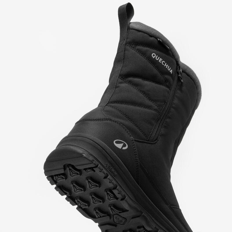 Bottes de randonnée neige imperméables homme, NH100 Haute Zip noir
