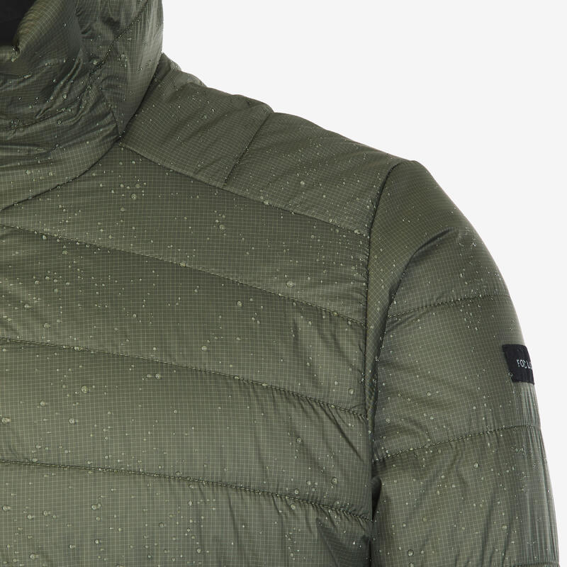 Doudoune de trek synthétique à capuche homme, MT100 - 5°C vert