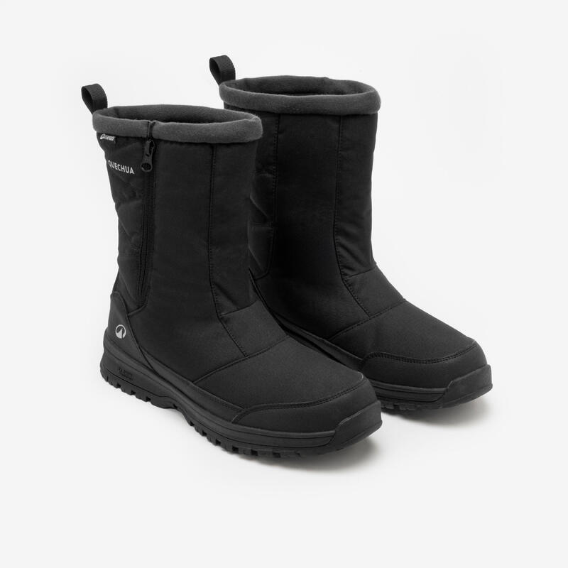 Bottes de randonnée neige imperméables homme, NH100 Haute Zip noir