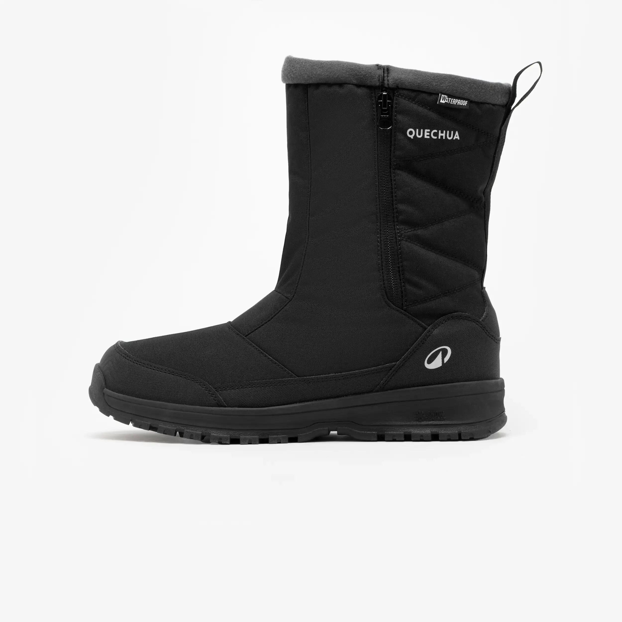 Men’s warm and waterproof snow hiking boots, NH100 Zip - Black -  1