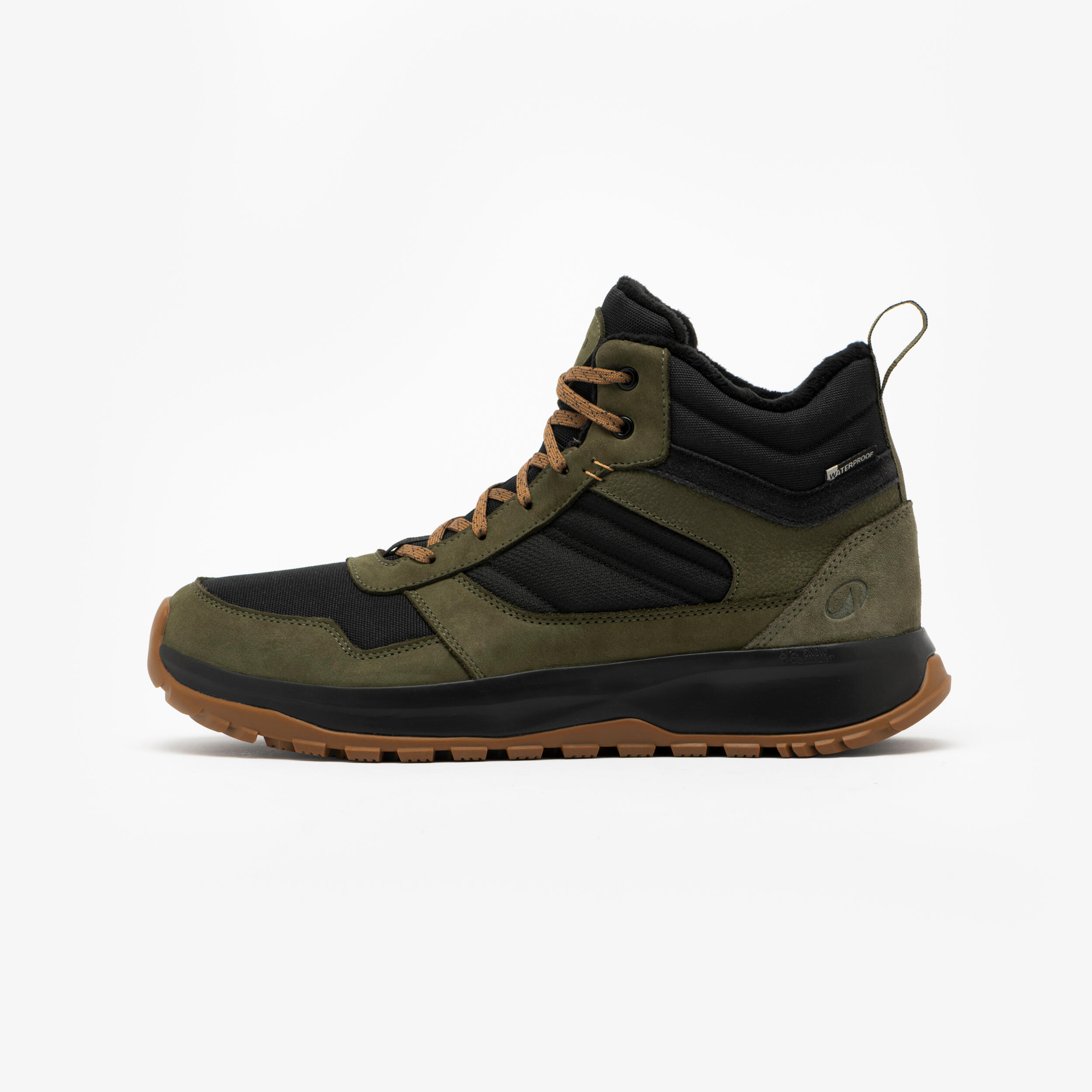 QUECHUA Wanderschuhe Herren halbhoch Leder warm - NH500 Hybrid khaki