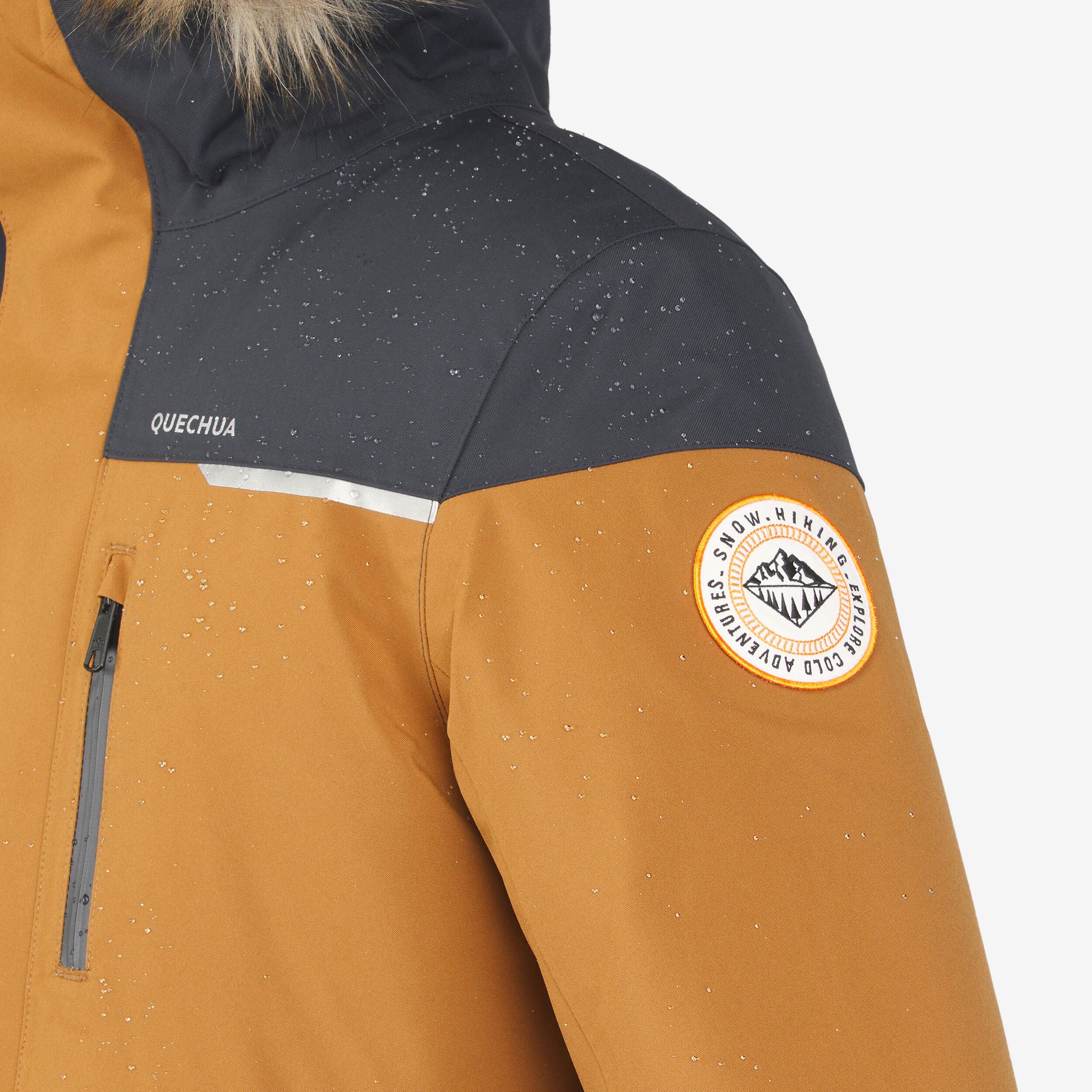Boys’ warm and waterproof hiking Parka NH900 - 7-15 years - Brown 3/16