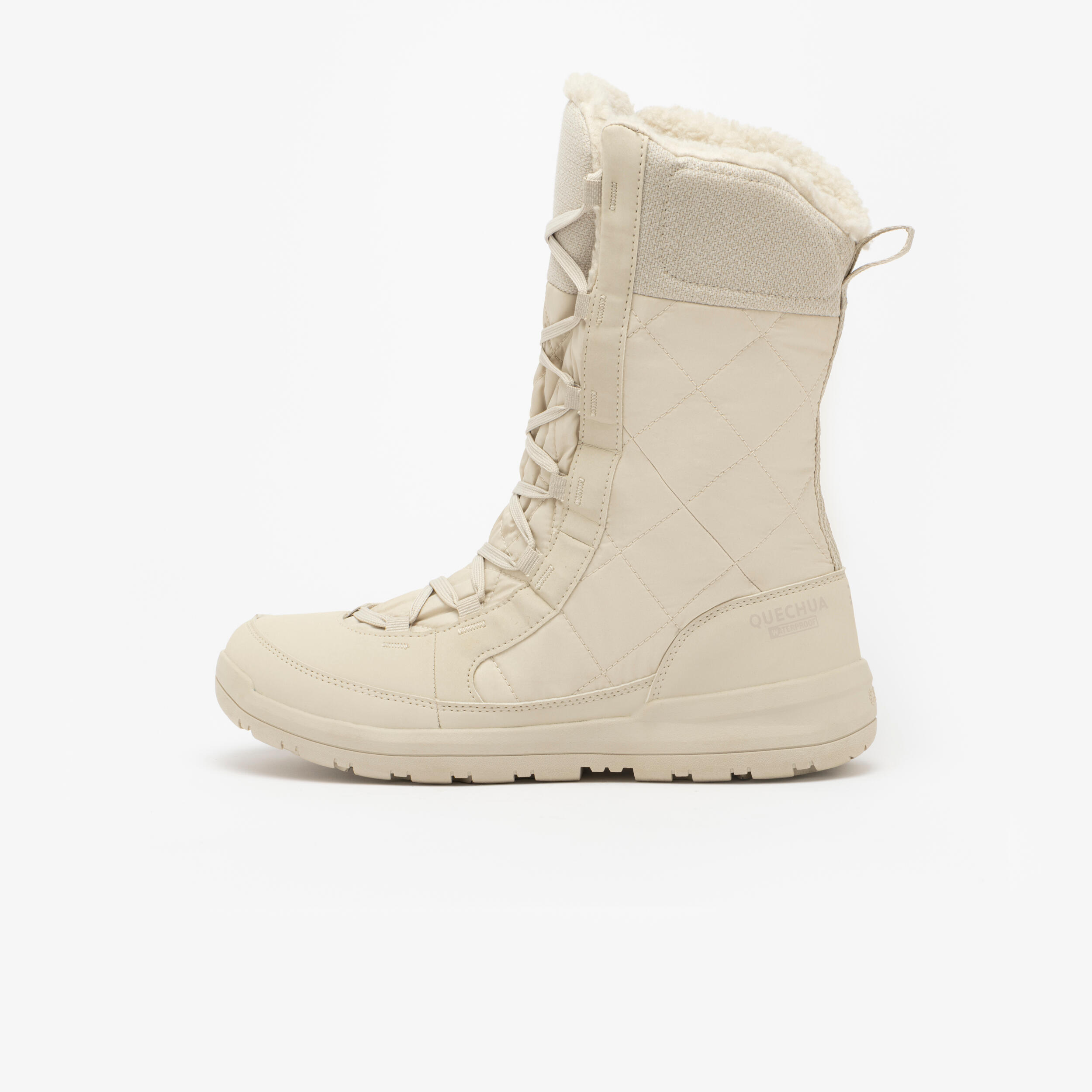 Botas de nieve altas, cálidas e impermeables beige para mujer NH500 12/17