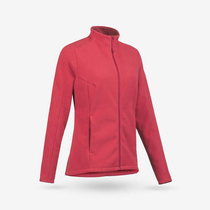 Fleecejacke Damen Reißverschluss Wandern - MH500 rot