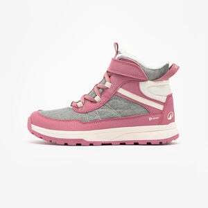 Botas cálidas impermeables senderismo 24 a 38, SH500 tira autoadherente rosa