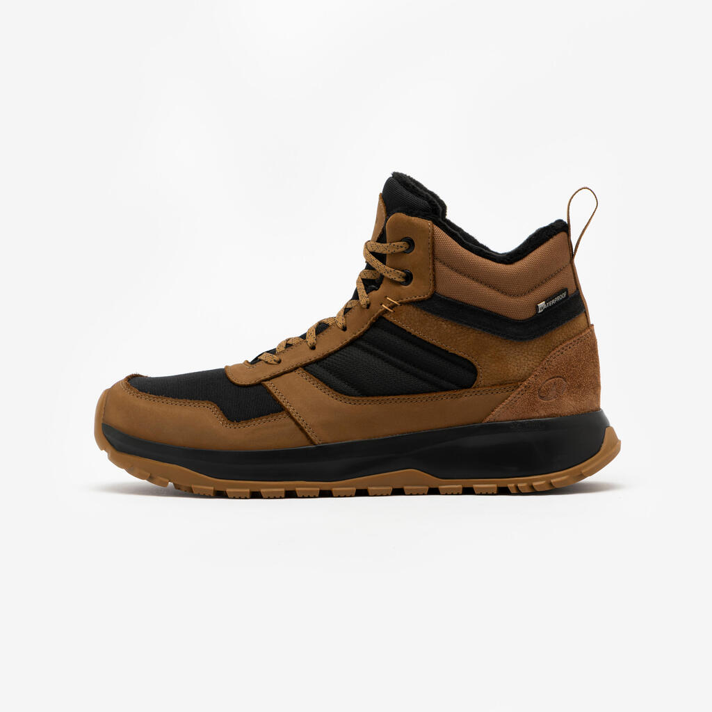 Men’s warm leather hiking boots NH500 Mid Leather Hybrid - Brown