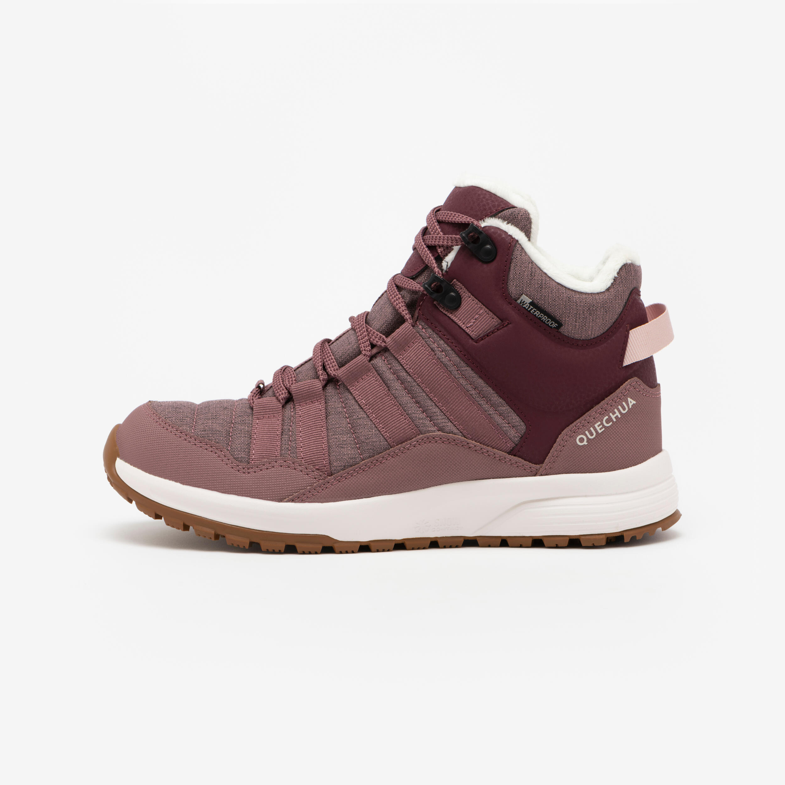 Women's Warm and Waterproof Hiking Boots NH500 Mid - Burgundy