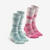 Chaussettes de randonnée chaudes, SH500 Mid vert rose