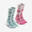 Set 2 perechi Șosete călduroase Mid Drumeție SH500 Verde Roz